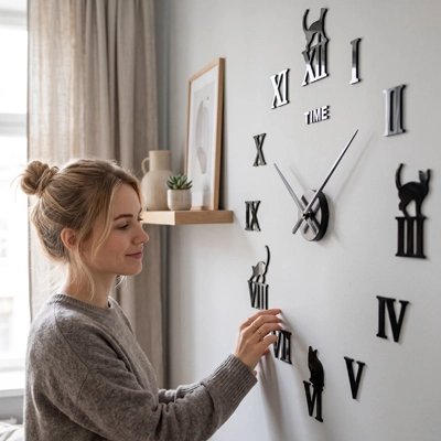 Horloge murale design installation sans perçage adhésif - montage 20 minutes - appartement locataire