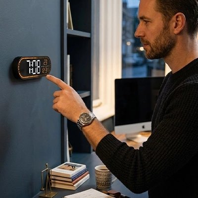 Horloge numérique murale avec télécommande - contrôle tactile alarmes multiples - format 12h 24h